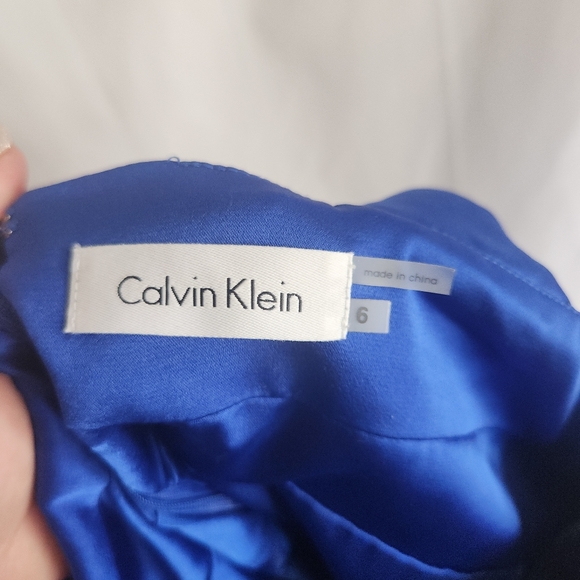 Calvin Klein Cobalt Blue Sequin Waist Gown Size 6 Formal Maxi Dress - Picture 9 of 12